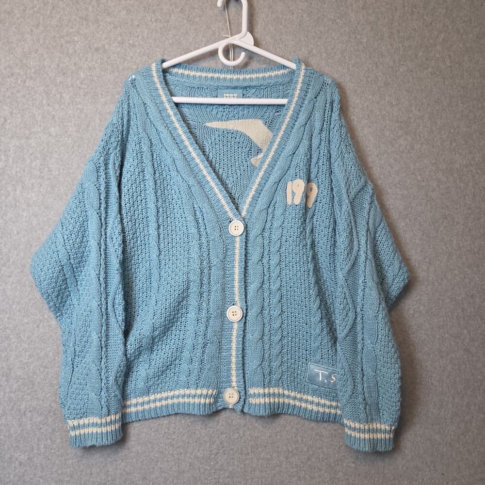 Taylor Swift 1989 Taylor’s Version Blue Cable Knit ButtonUp Cardigan Women's M/L